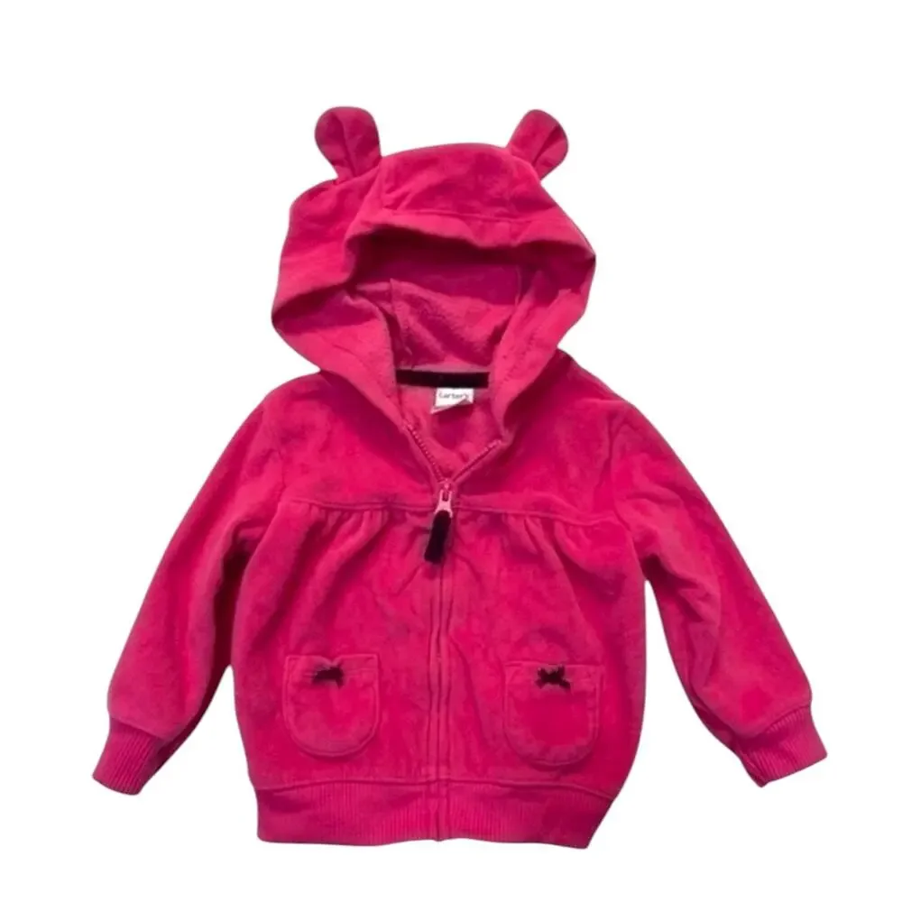 Carter’s Pink Fleece Jacket Hoodie Full Zip Girls Size 6 Months pink